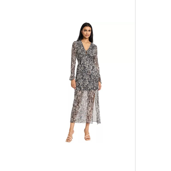 DONNA MORGAN Dresses & Skirts - DONNA MORGAN Long Sleeve Dress Size 0 Black Cream New NWT MSRP:$128 A-Line